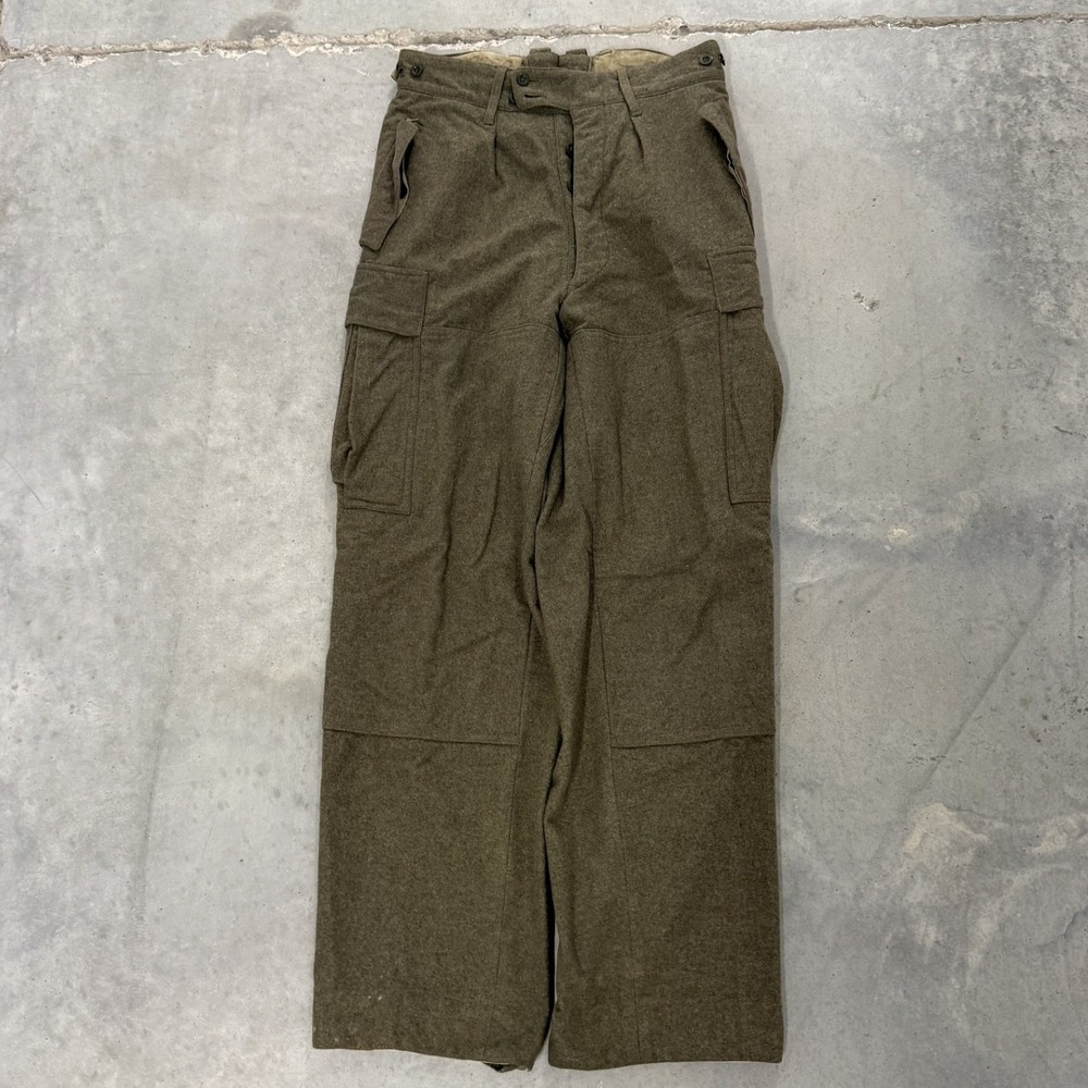 70s Sportra Arnstorf Military Wool Cargo Pants Mens Olive Green Good Vintage